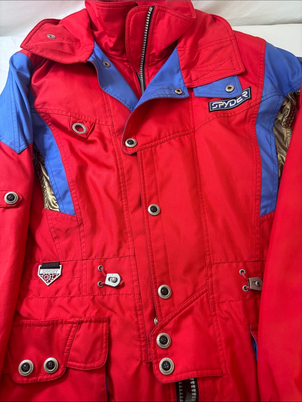 Spyder Unisex Red and Blue Insulated Puffer Jacket. Vintage. Size XL